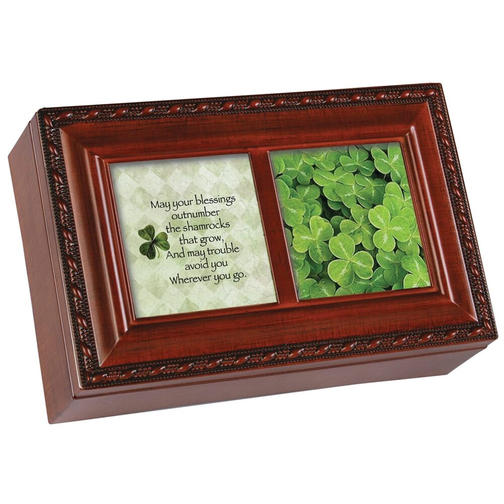 4645 Irish Blessings Outnumber Woodgrain Rope Trim Petite Jewelry Music Box